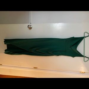 NastyGal silk midi emerald green dress